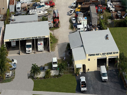 View from overhead of pompano paint and body
